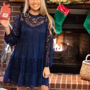 Lace and Grace Dress in Navy